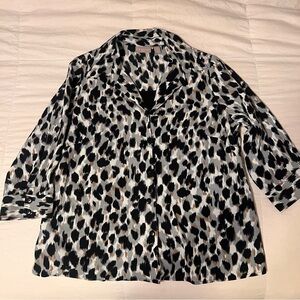 Kim Rogers Animal Print Long Sleeve Blazer Blouse - 2X